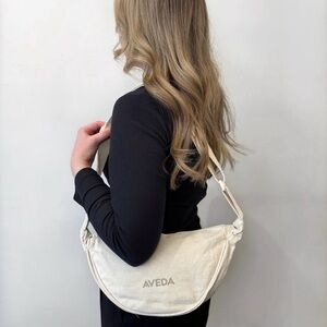 Aveda Organic Cotton Sling Bag | Neutral Canvas Crossbody | Adjustable Strap NWT